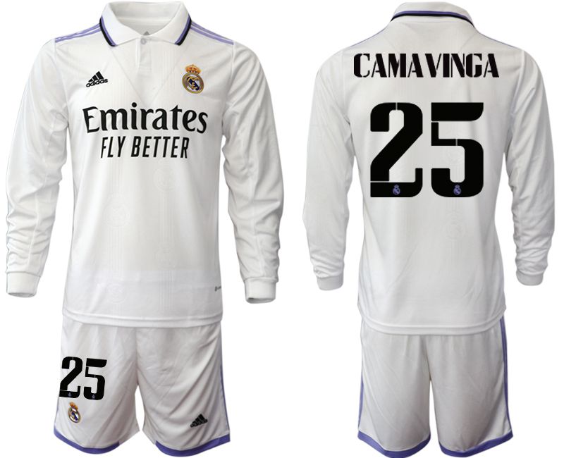 Men 2022-2023 Club Real Madrid home long sleeve white #25 Soccer Jersey